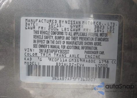 2015 Nissan Sentra Sv из США, поврежденный, VIN 3N1AB7AP9FY363207